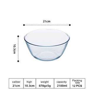 HOONRA Large Capacity High Borosilicate Glass Bowl Salad Mixing Bowls Egg  Beater Container Kitchen Microwavable Soup Salad Bowl