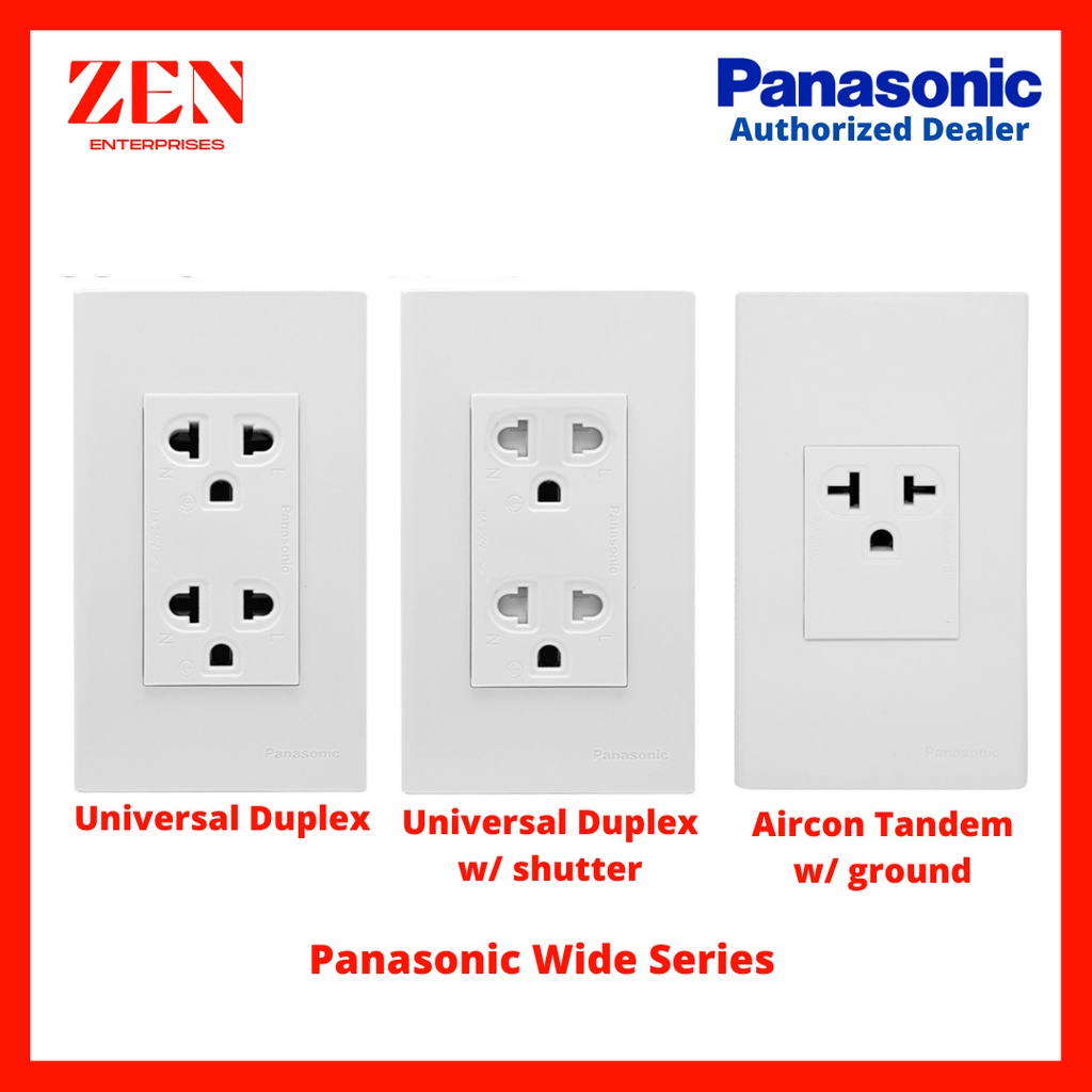 Panasonic Wide Series Duplex Outlets & Aircon Tandem Outlet w/ Ground