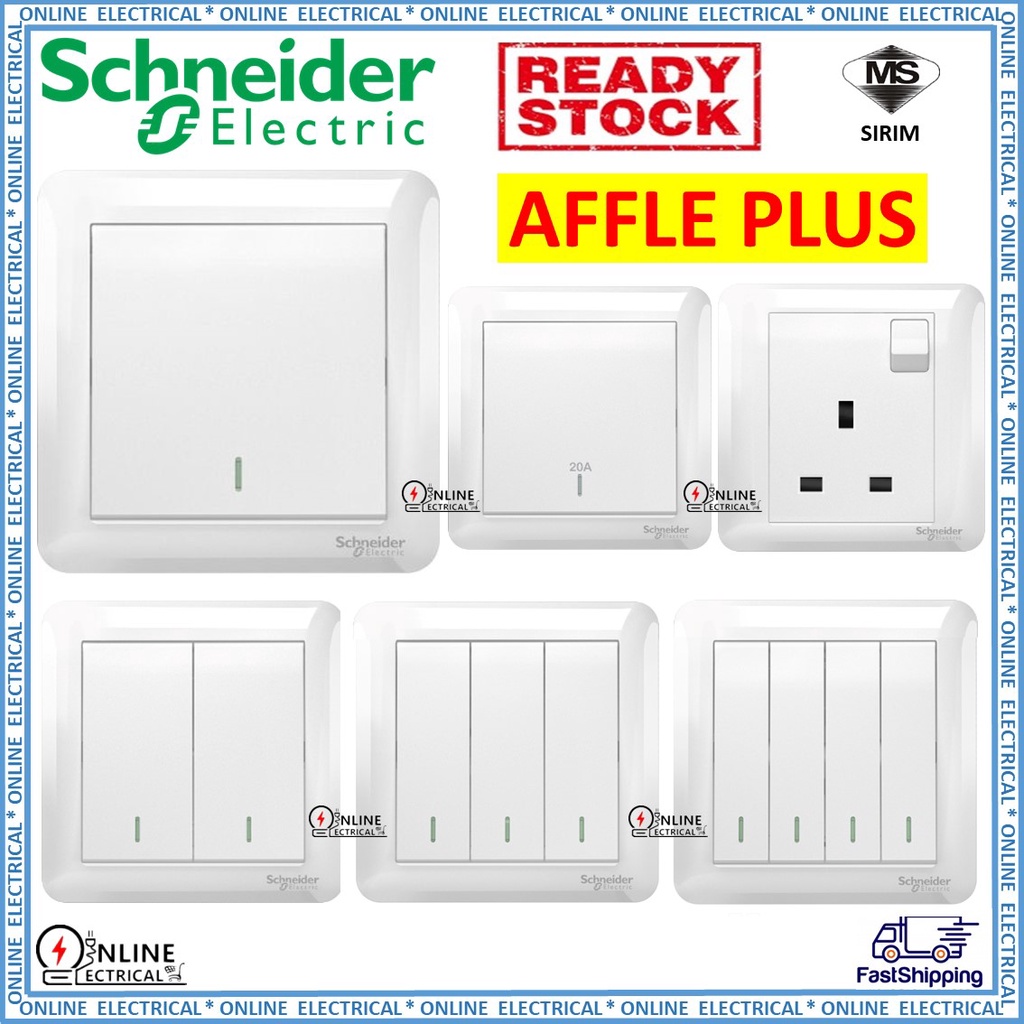 SCHNEIDER AFFLE PLUS SERIES SWITCHES & SOCKETS ( WHITE ) | Shopee Malaysia