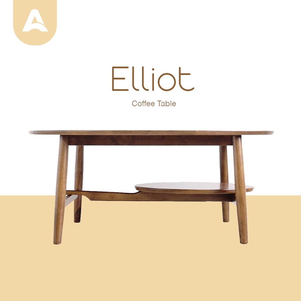 Arturo - Elliot Solid Wood Oval Coffee Table | Shopee Malaysia