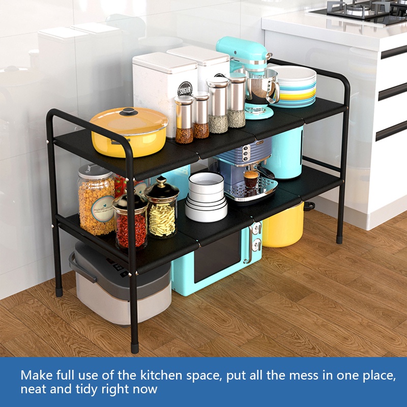 Double Layer Extendable Stainless Steel Kitchen Under Sink Rack Rak