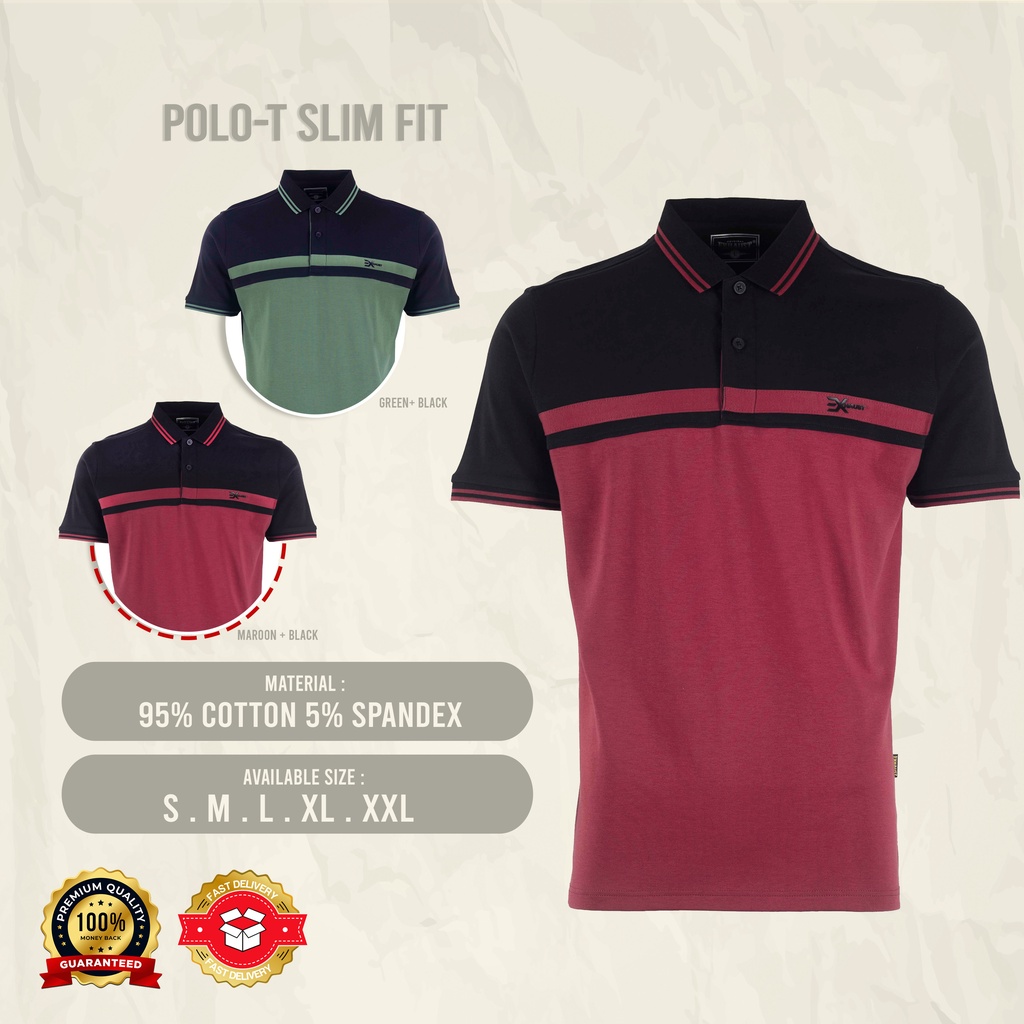 POLO T-SHIRT DESIGN COLAR STRIPE BERWARNA CUTTING SLIM FIT 1224 ...