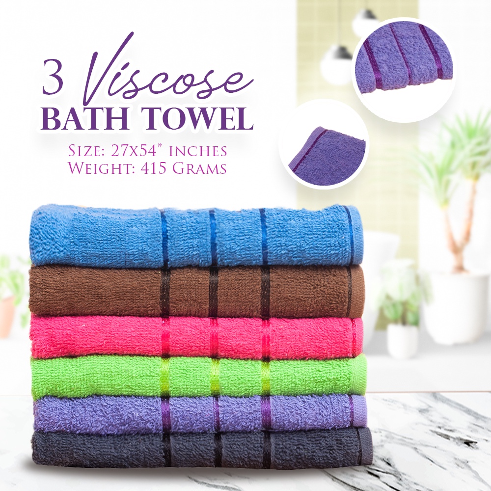 3 Viscose Bath Towel Size 27x54 inches Weight 415 Grams by H H Fabrics Shopee Malaysia