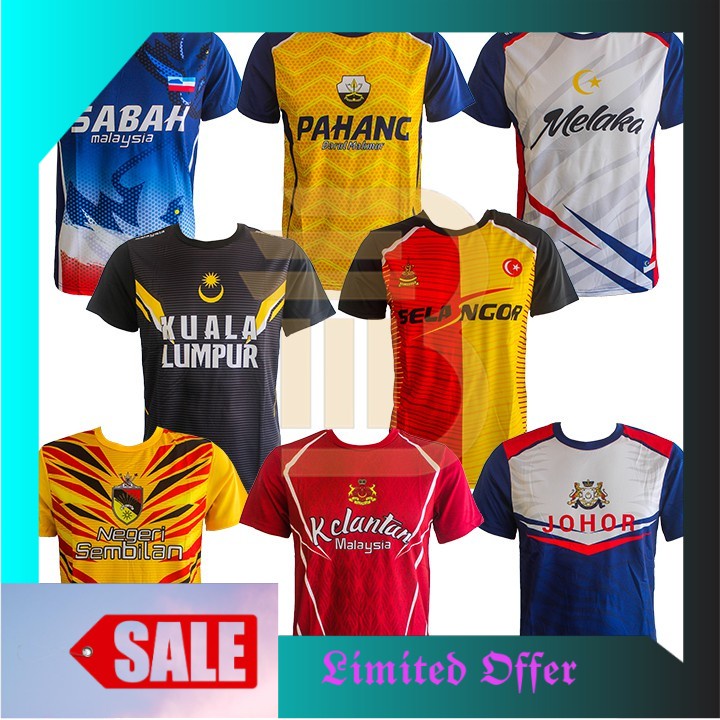 (2XL - 4XL) Baju Jersey NEGERI SELANGOR KUALA LUMPUR JOHOR PENANG ...