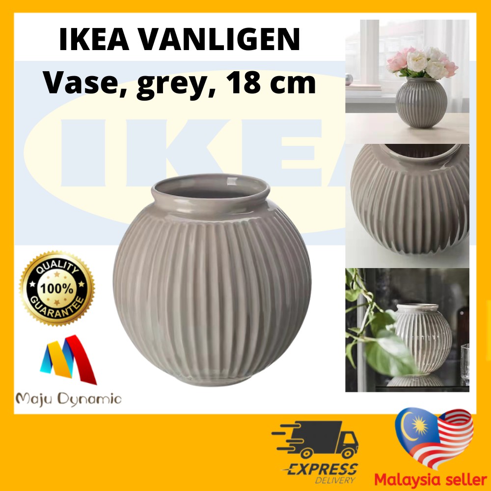 IKEA VANLIGEN Vase, grey, 18 cm Shopee Malaysia