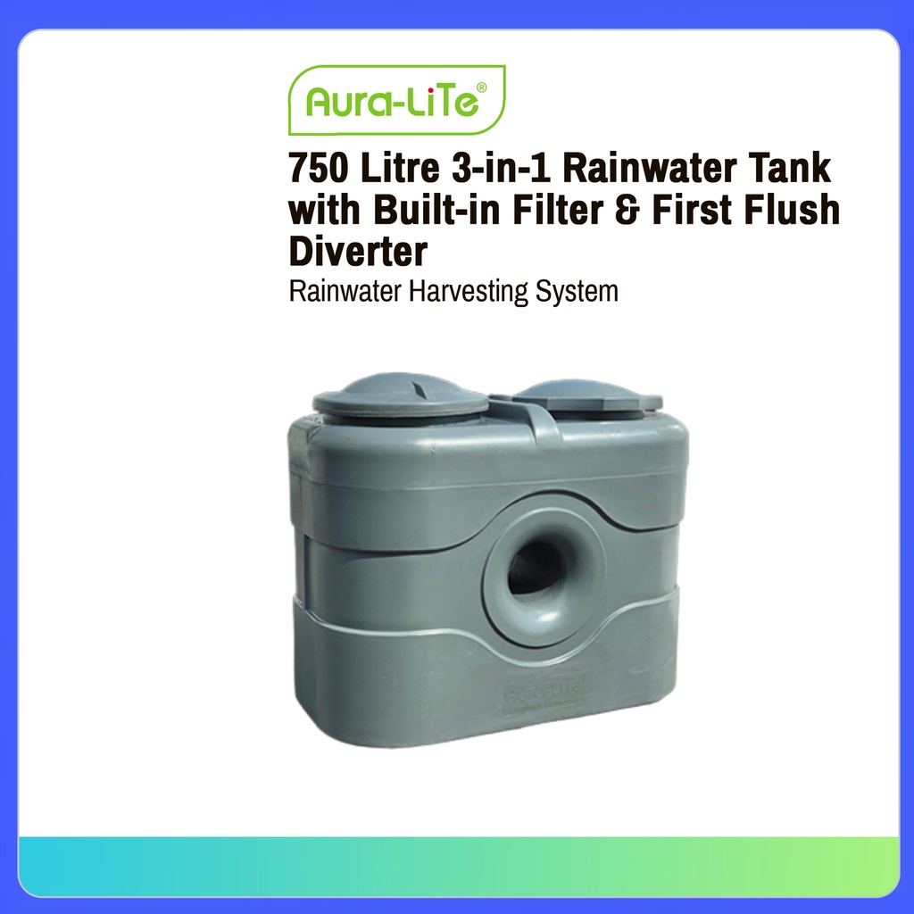 AURA LITE 750 Litre 3in1 Rainwater Tank with Builtin Filter & First