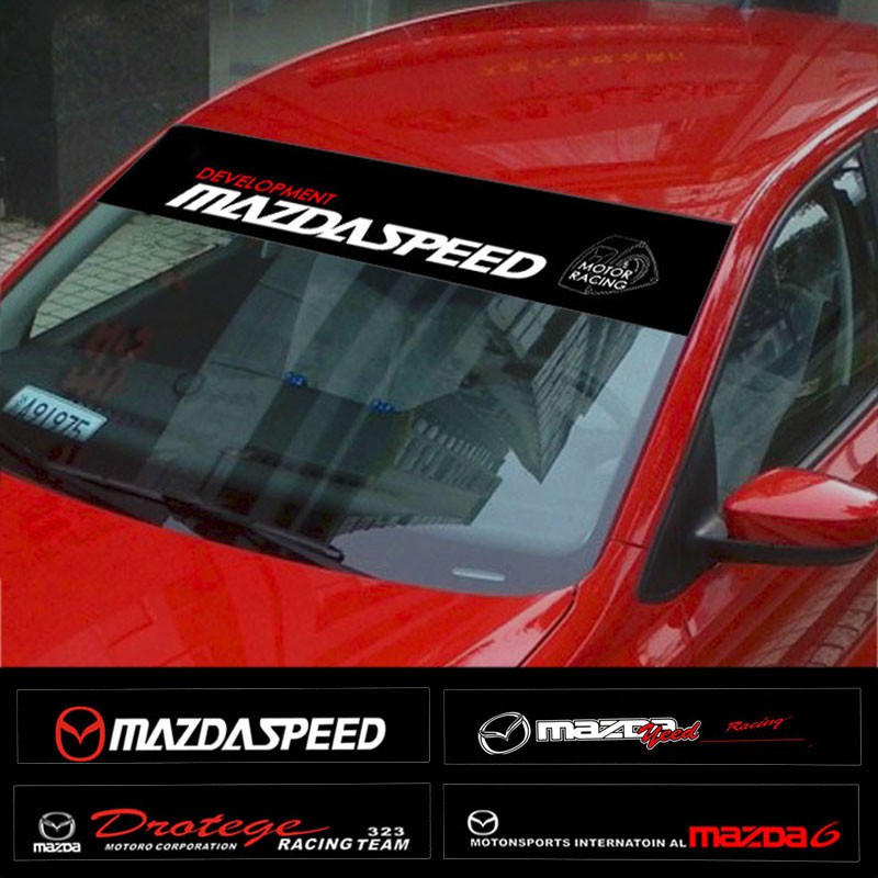 130x21cm Modified Mazdaspeed Vinyl Car Front Windshield Reflective ...