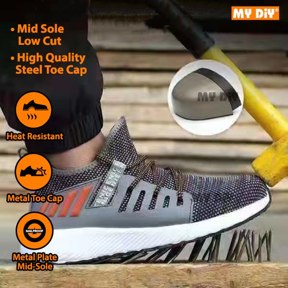 DIY Online4u SAFETY SHOE SAFETY BOOTS STEEL TOE CAP LIGHT WEIGHT Kasut Safety Work Shoes Anti smash Size 40 44 Shopee Malaysia