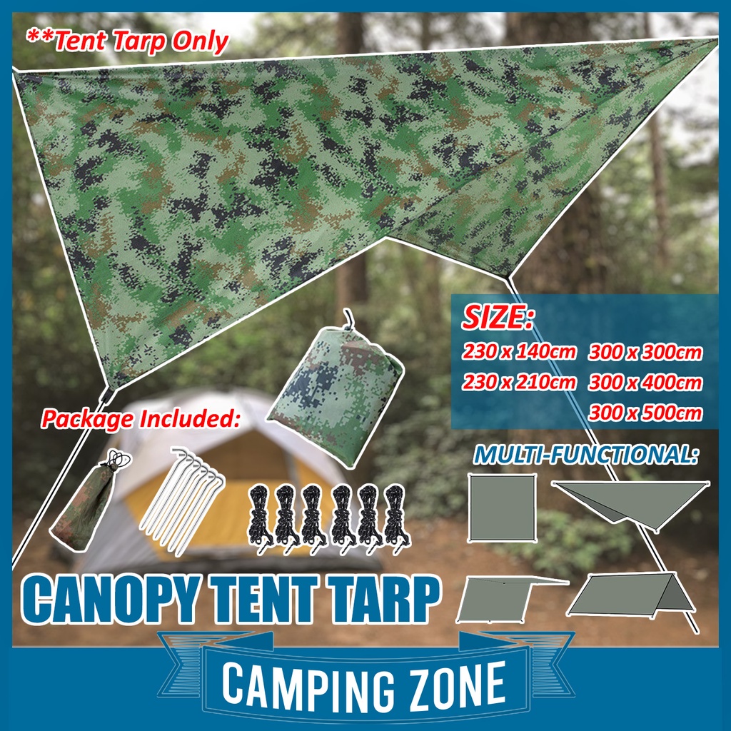 Flysheet Waterproof Groundsheet Khemah Canvas Camping Tarp Tent Alas ...