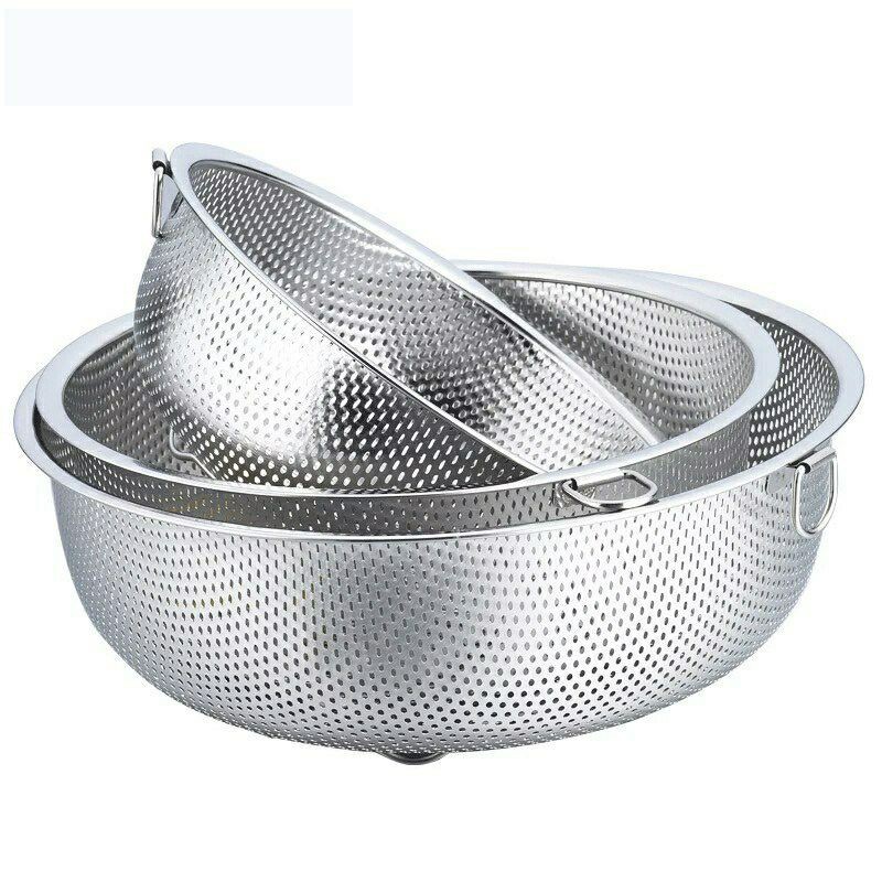 Stainless Steel Colander/ Wash Vege / Round Basket with hanging ring ...