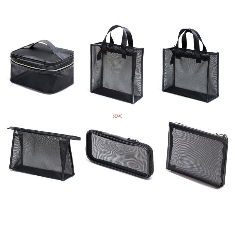 seng Mesh Makeup Bag Zipper Pouch Cosmetic Organizer Case Travel