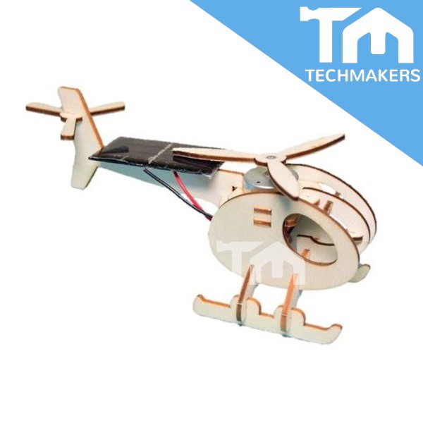 DIY Solar Toys 3D Wooden Wood Powered Helicopter (Under Sun Light)