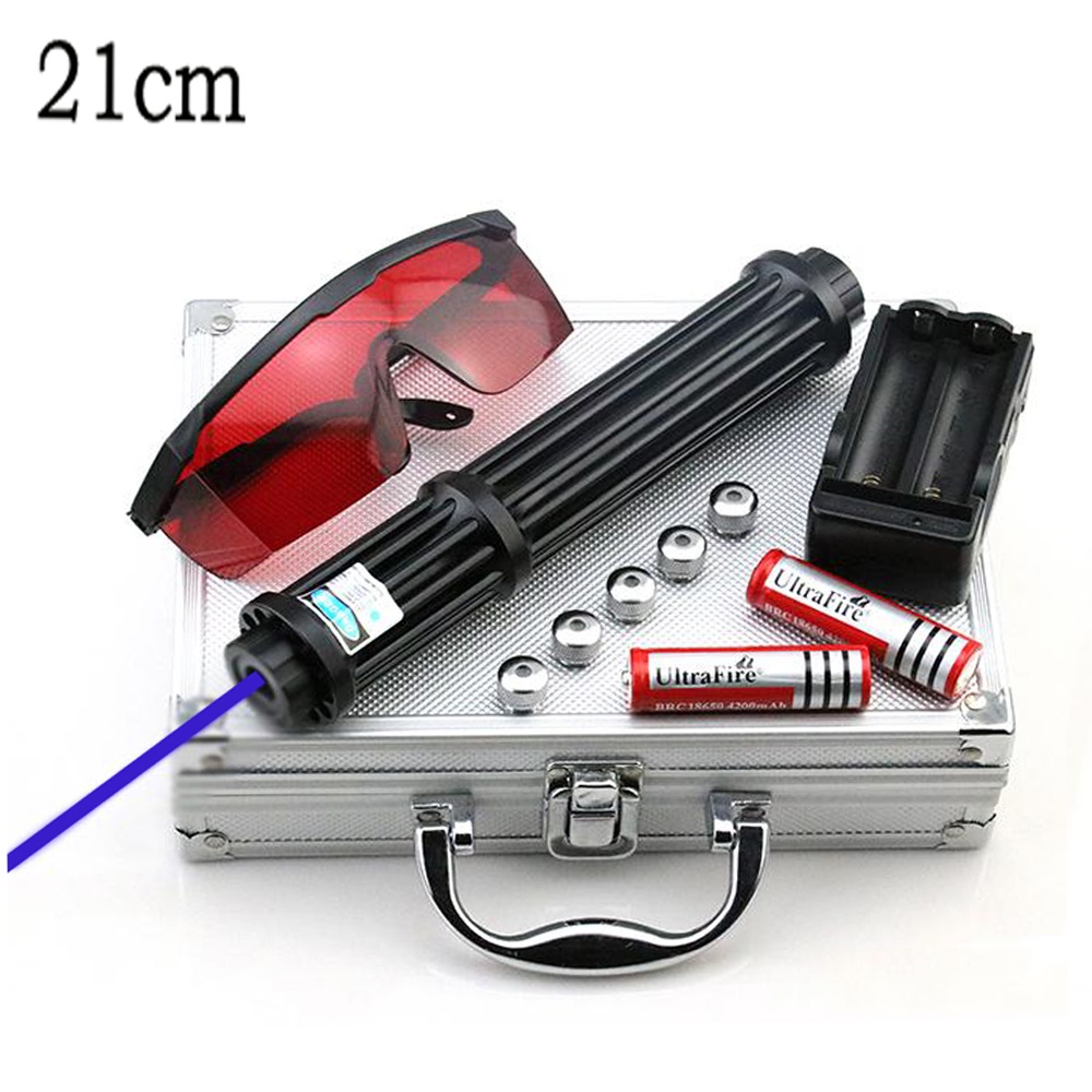 High Powerful Burning 21cm Blue Laser Torch 445nm 10000m Laser pointer 450nm Focusable