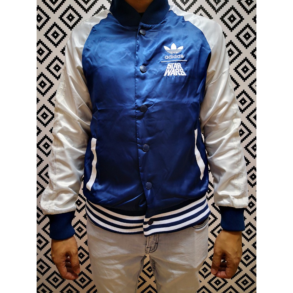 Adidas Star Wars jacket Millennium Falcon embroidery satin blue