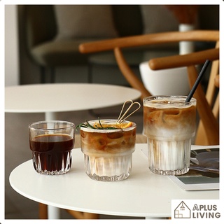 350ml Stripe Double Wall Glass Heat Resistant Glasses Water Cup Breakfast  Oatmeal Milk Coffee Cup Hisky Espresso Mug