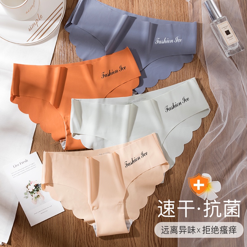 Ice Silk Seamless Panties Women Mid Waist Panty Underwear Quick Dry Briefs Undies Shopee Malaysia