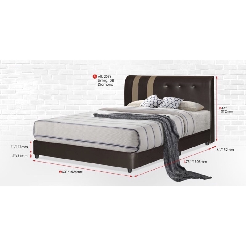 Many Options PVC / Fabric Divan Queen Bed Frame Katil Queen Kulit ...