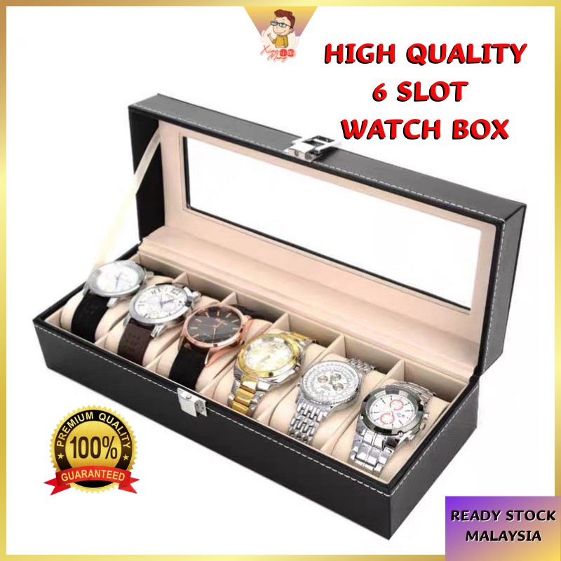 5 Star High Quality PU Leather Watch Case Storage Box Watch Box 6 Slot Premium Watch Display Holder Jam Tangan Kotak Jam Shopee Malaysia