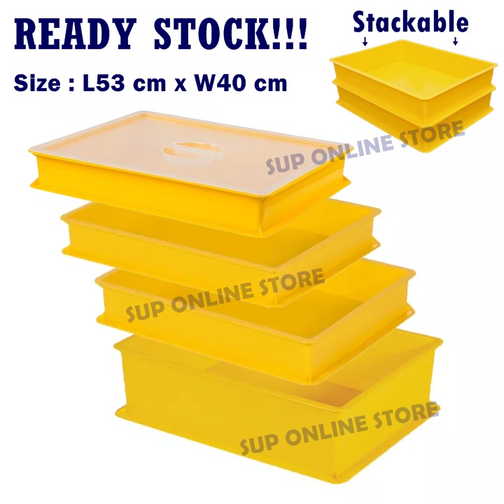 Yellow Food Grade Stackable Plastic Cake Tray / Bakery Bread Yellow