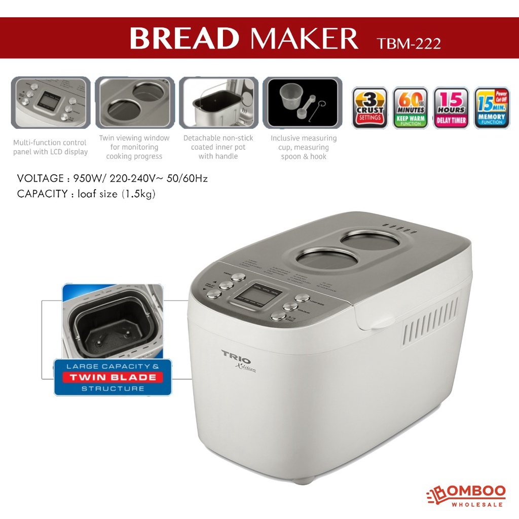 TRIO BREAD MAKER TBM-222 (1.5KG LOAF SIZE) | Shopee Malaysia