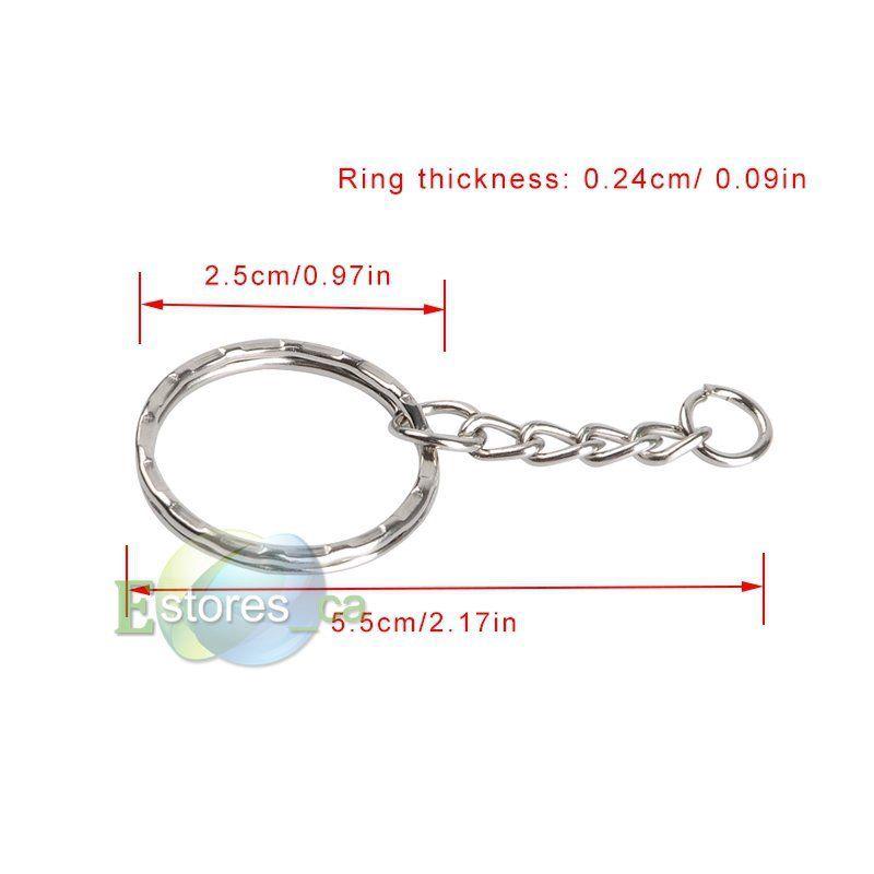 100 Pcs Polished Silver DIY Key Rings Key Chains With Link Chain Key ...