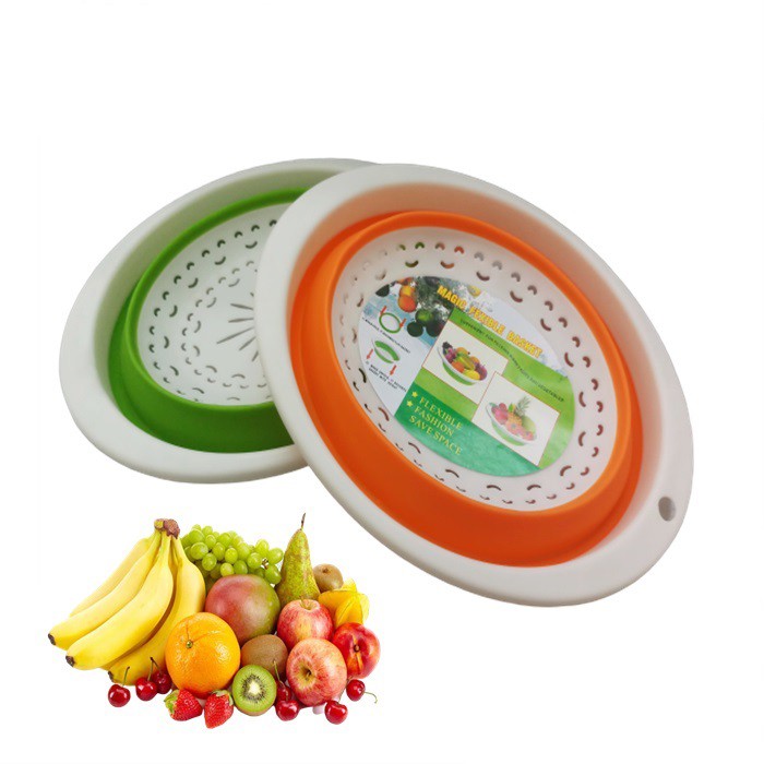Basket sayur/Oval Flexible Folding Filter Fruit Vegetable Storage ...