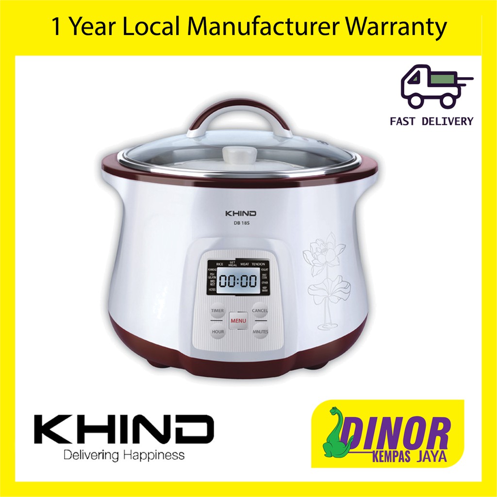 Khind Slow Cooker Double Boiler (1.8L) DB18S Shopee Malaysia
