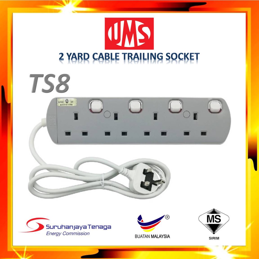 UMS / WOSS (SIRIM APPROVED) 2way 3way 4way 5way Trailing socket 2 Meter ...