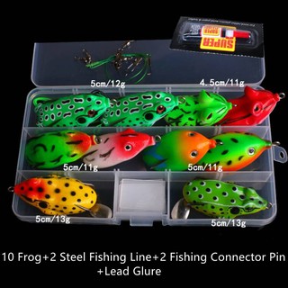 8g-13g Top water Fishing Soft Frog Lure set Soft silicone Fishing lure  tackle bait