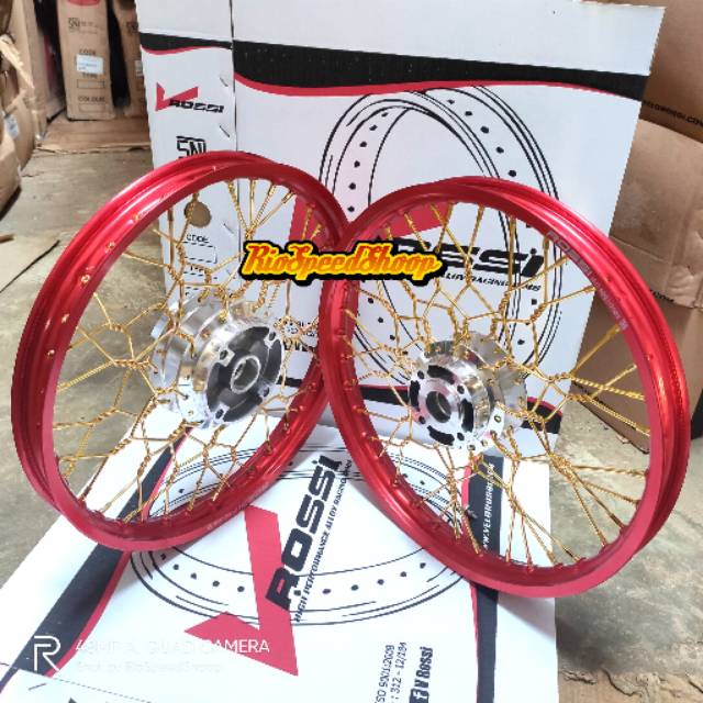MERAH Jupiter Mx 135 Double Disc Rims Braided Spokes Red Rims | Shopee ...
