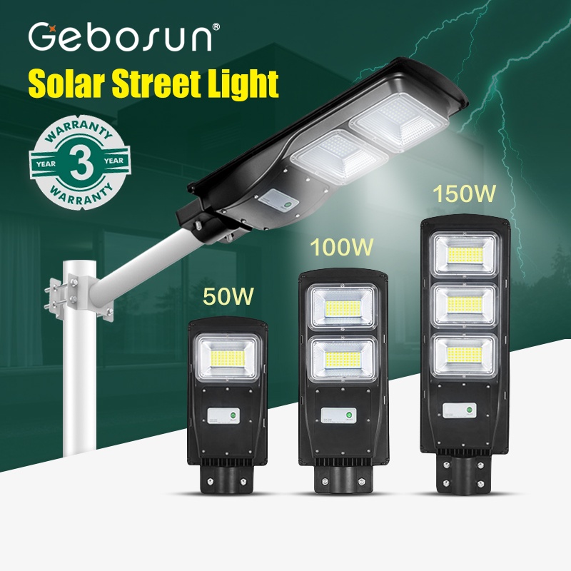 GEBOSUN 50W 100W 150W LED Solar Street Light IP65 Outdoor Lighting