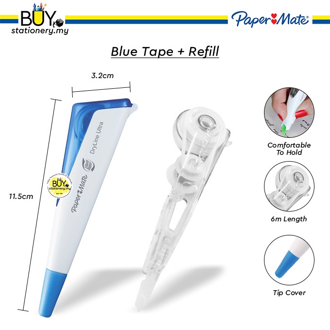 PaperMate DryLine Ultra 5mm x 6m Correction Tape + Refill (1s/CARD