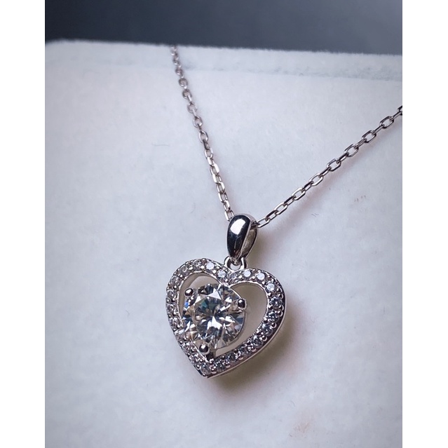 莫桑钻心形吊坠群镶款1克拉S925银镶Moissanite Heart Shape Design 1