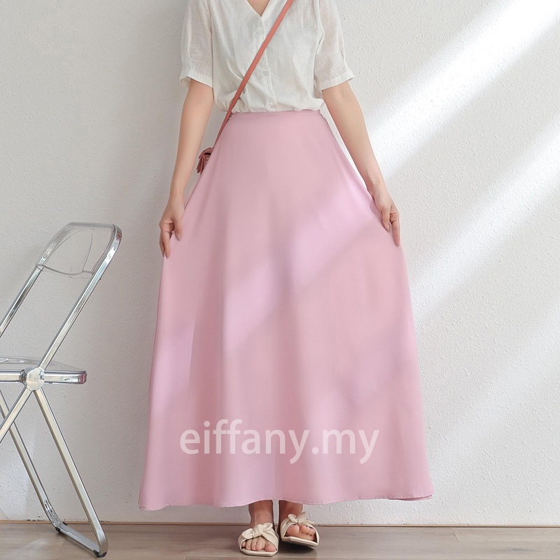 long skirt labuh muslimah a line skirt white skirt high waist skirt