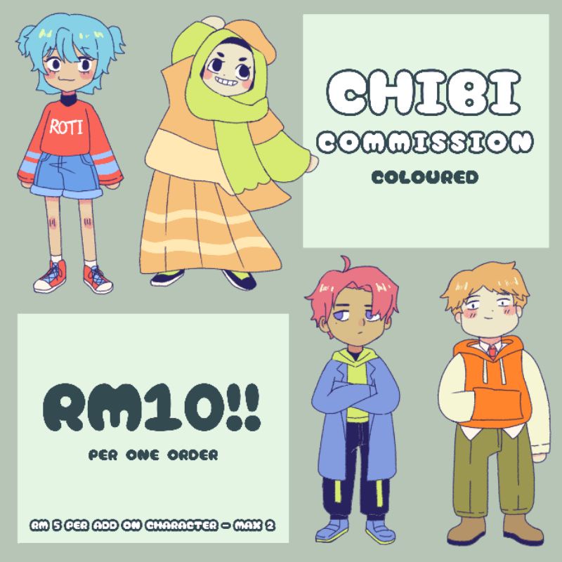 [WITH FREE GIFT] CHIBI ART COMMISSION - MONOCHROME/COLOURED | Shopee ...