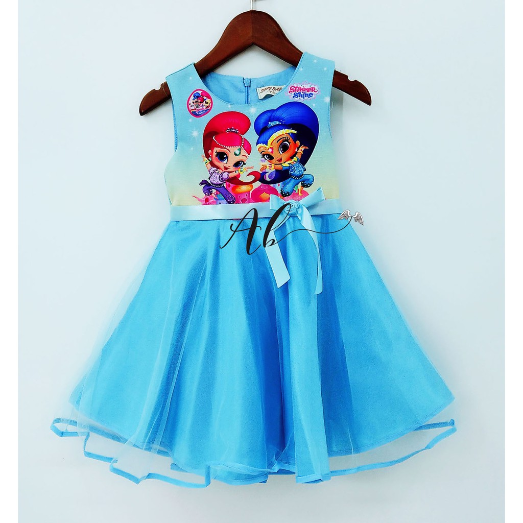 Angel Baby Shimmer and Shine Dress Blue Cherry Shopee Malaysia
