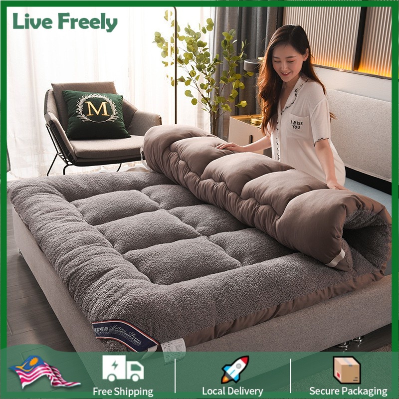 LIVE FREELY Thicker Lamb plush Mattress Tilam Lipat Single/Queen/ King ...