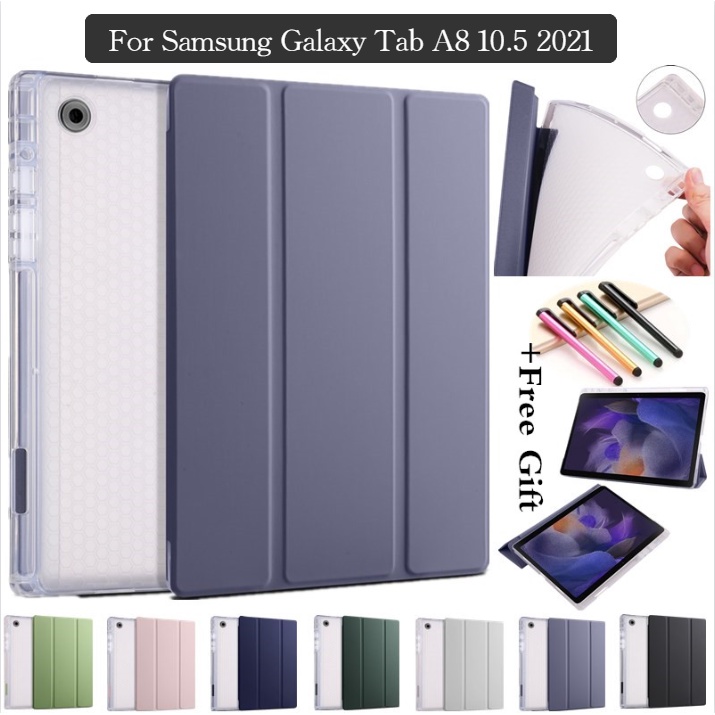 For Samsung Galaxy Tab A8 10.5 2021 2022 SMX200 SMX205 PU Leather With Pen Slot Smart Soft