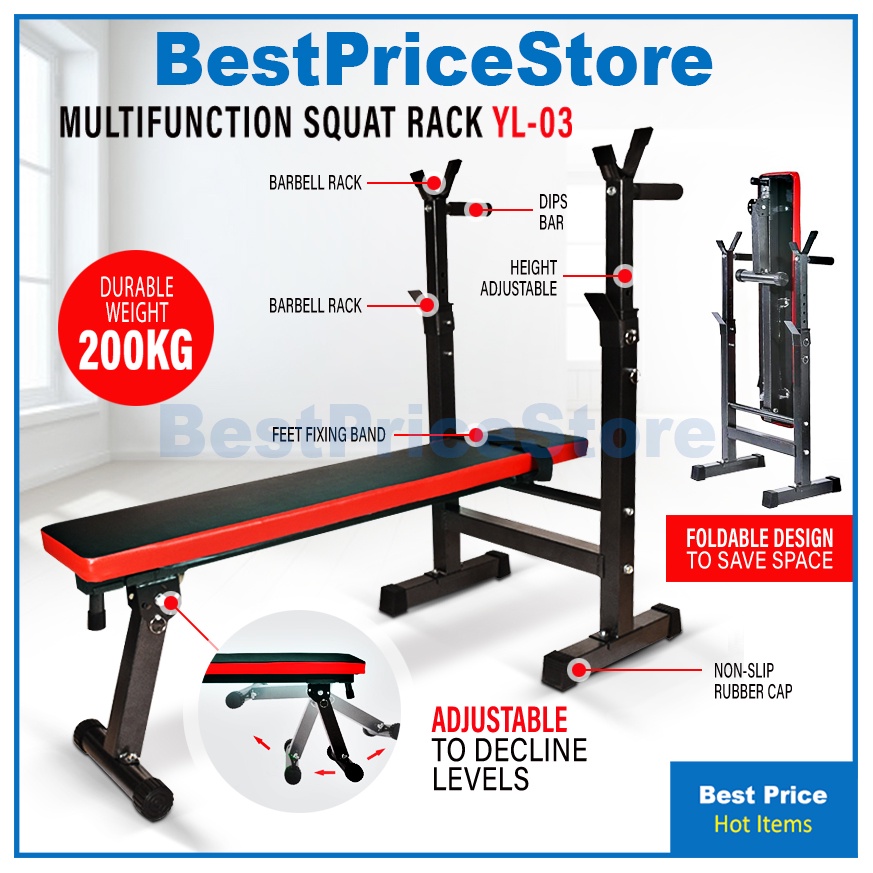 BPS Foldable Adjustable Bench Barbell Bench Press Weight Lifting