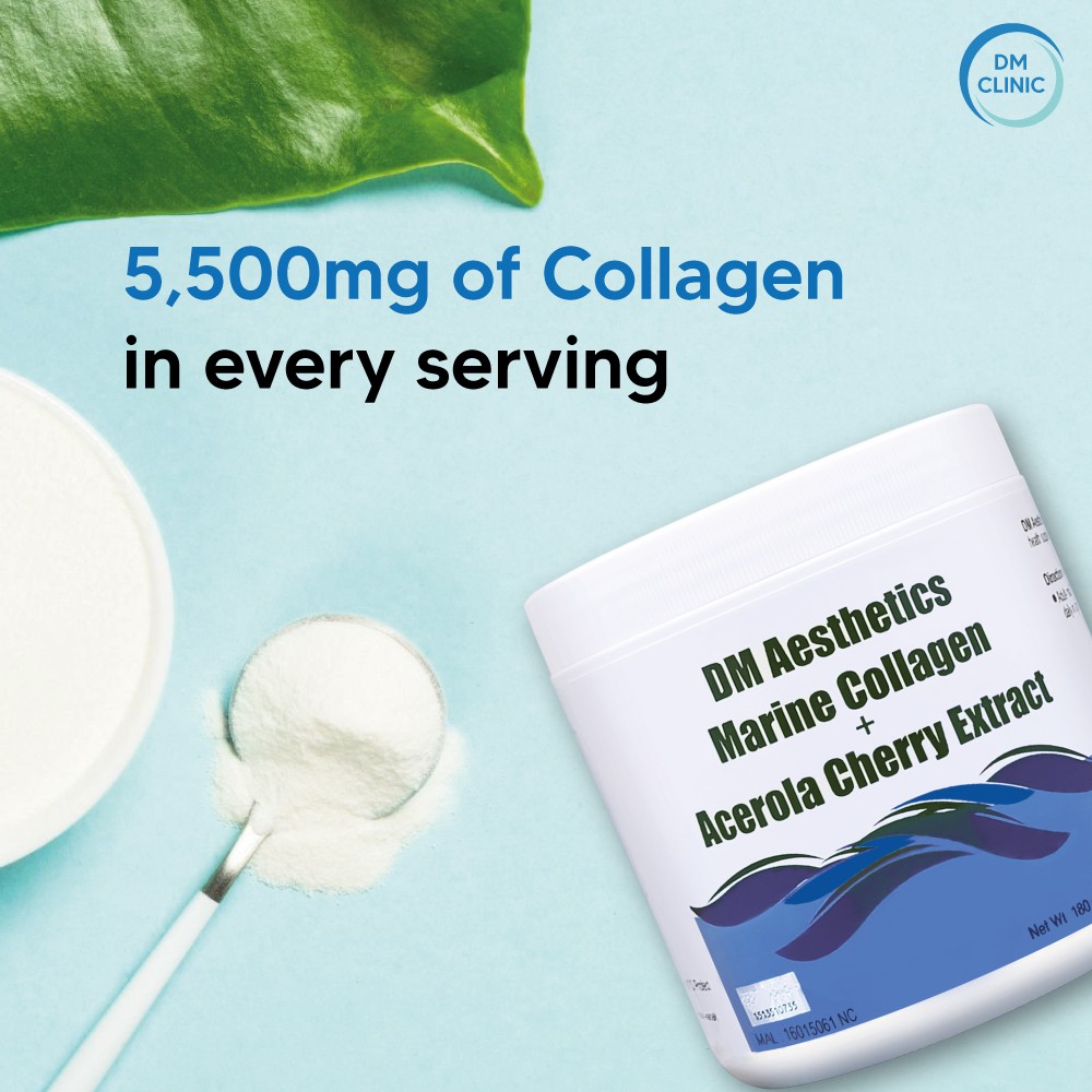 DM AESTHETICS Marine Collagen Peptides 5500mg +Acerola Cherry Vitamin C ...