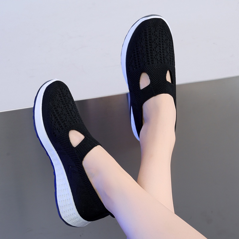 Avovi Women Slip-on Shoes Fly Weaving Casual Breathable Non-slip Soft ...