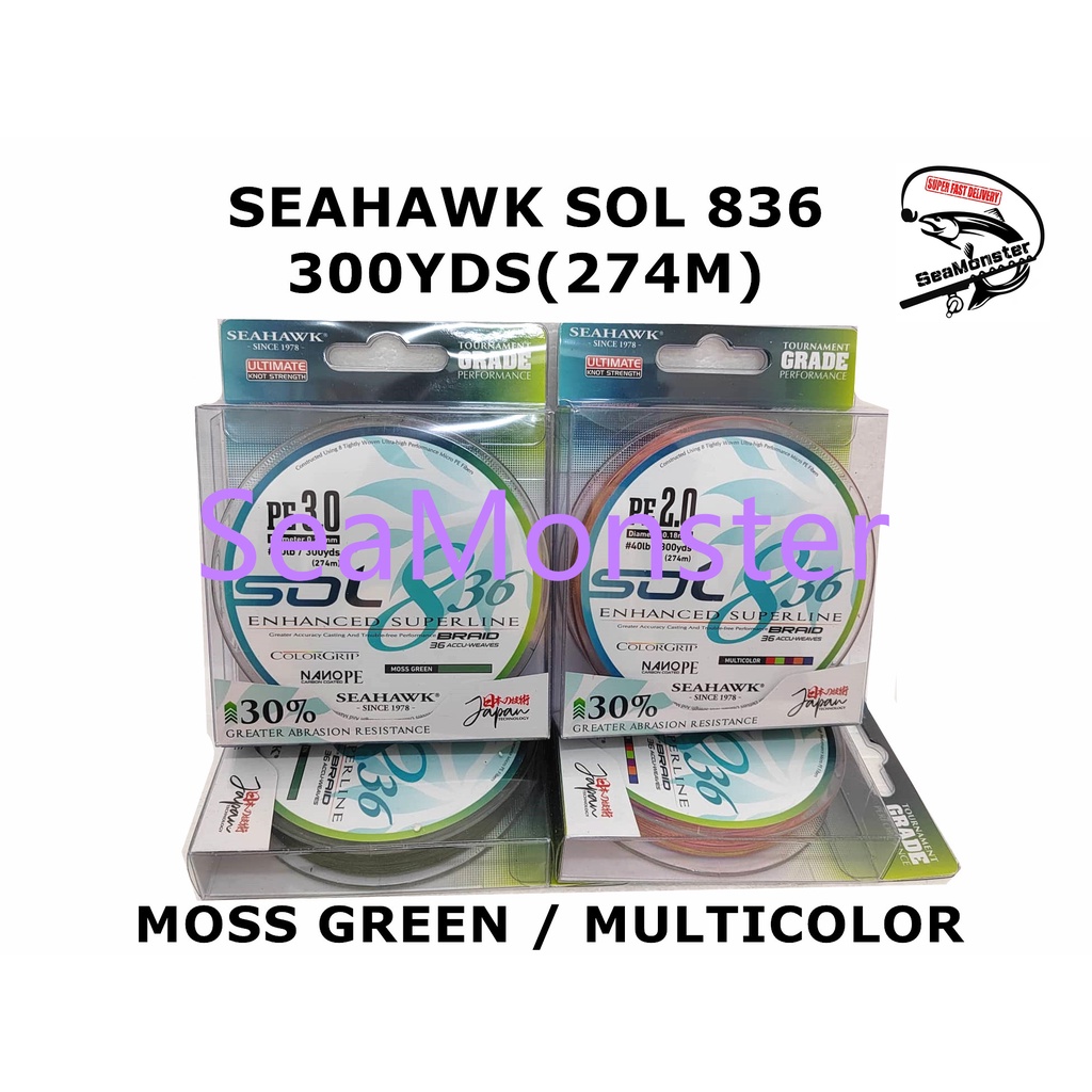 SeaMonster 300YDS SEAHAWK SOL 836 300YDS TERBARU TALI PANCING TERBAIK CASTING JIGGING BOTTOM ...