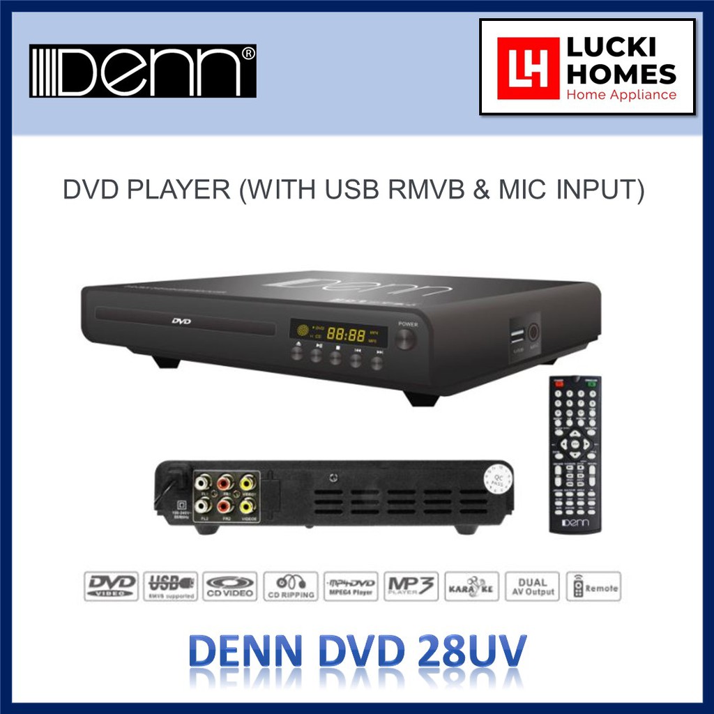 Denn DVD PLAYER (WITH USB RMVB & MIC INPUT) DVD-28UV Pemain Dvd ...