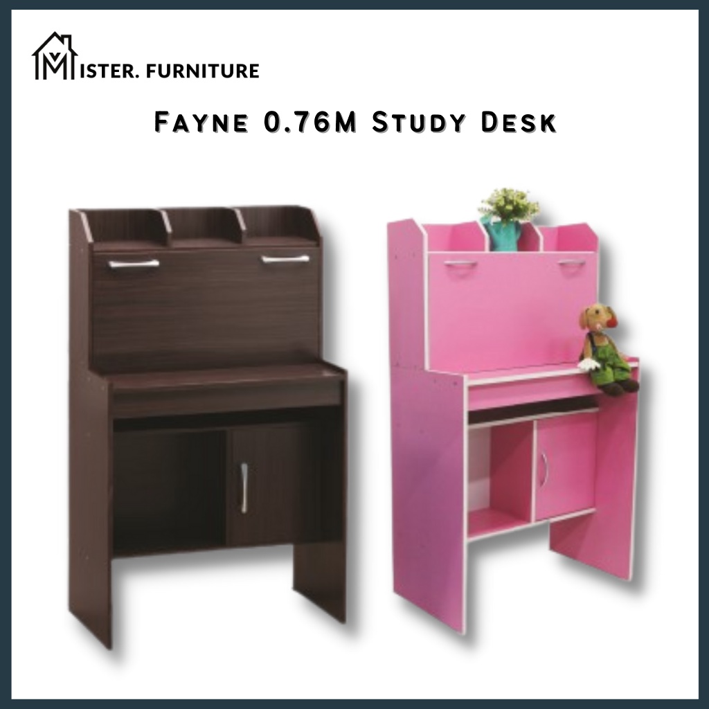 FAYNE 76cm Kids Study Table With Book Shelf Rack Study Desk Meja ...