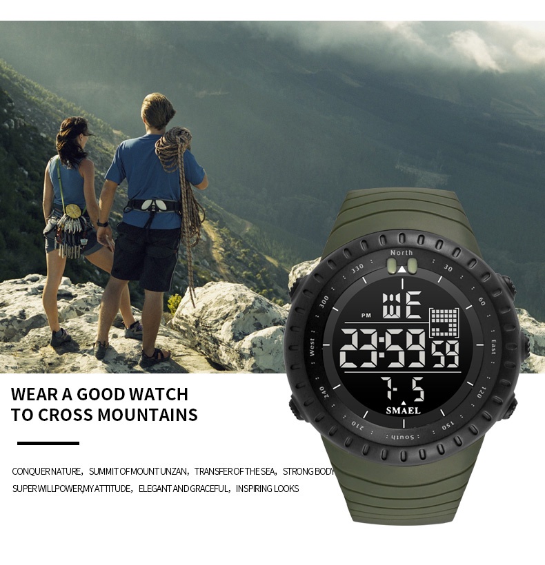 SMAEL sport watch waterproof digital watch LED lights timing Alarm ...