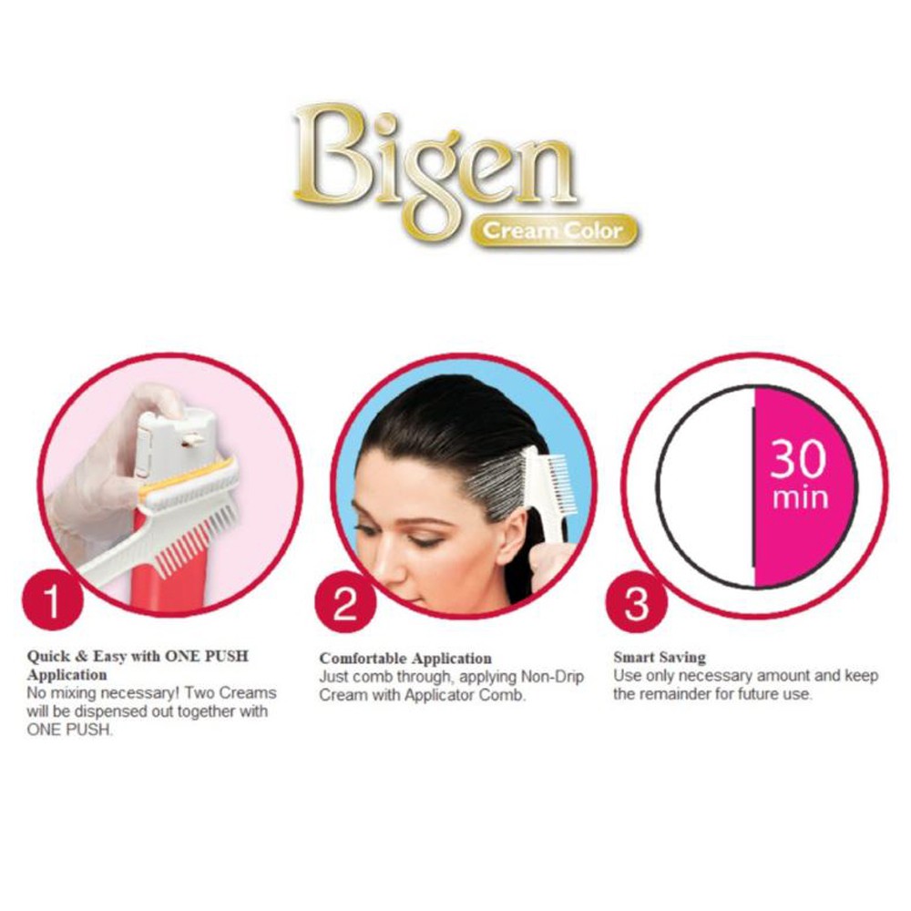 Bigen One Push Natural Hair Cream Color (1 Box) Gray Hair Cover ...