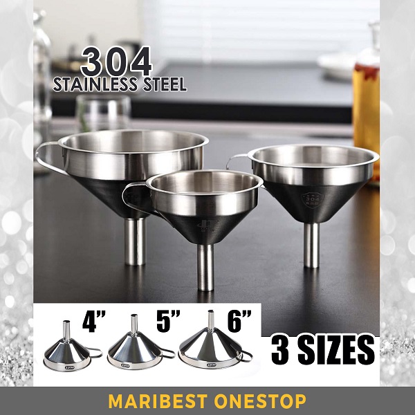 4” 5” 6” / 11CM 13CM 15CM Stainless Steel 304 Filter Funnel Oil Liquid