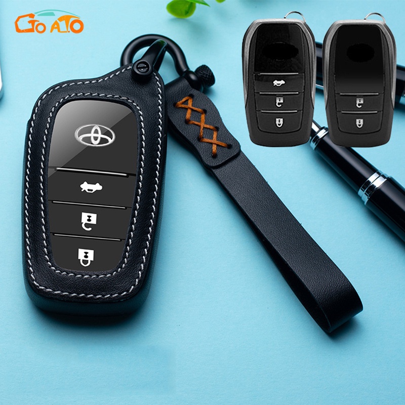 GTIOATO For Toyota Leather Key Cover Car Remote Key Protector Case For