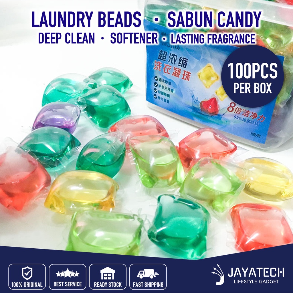 100pcs Laundry Bead Sabun Candy Laundry Ball Detergent Condensation Beads Sabun Cuci