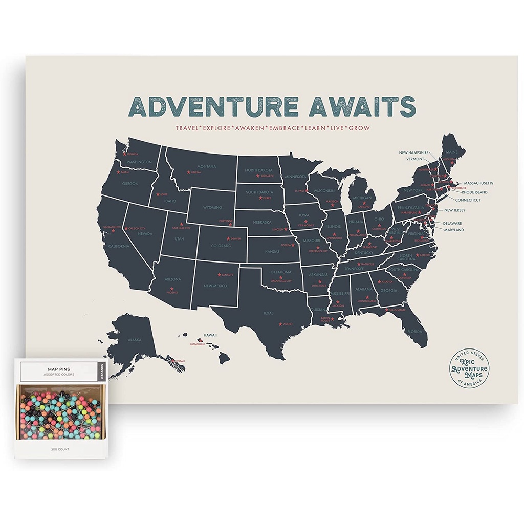Epic Adventure Maps United States Push Pin Map 24 X 17 Travel Map